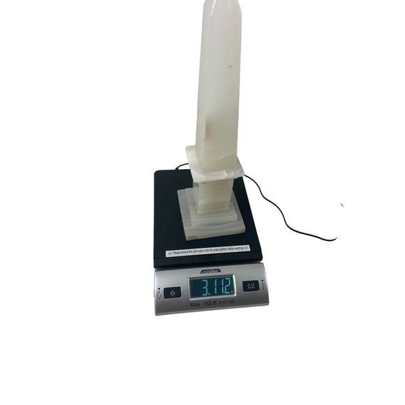 Vintage Cream Alabaster Obelisk Sculpture approx 13" - Picture 7 of 7